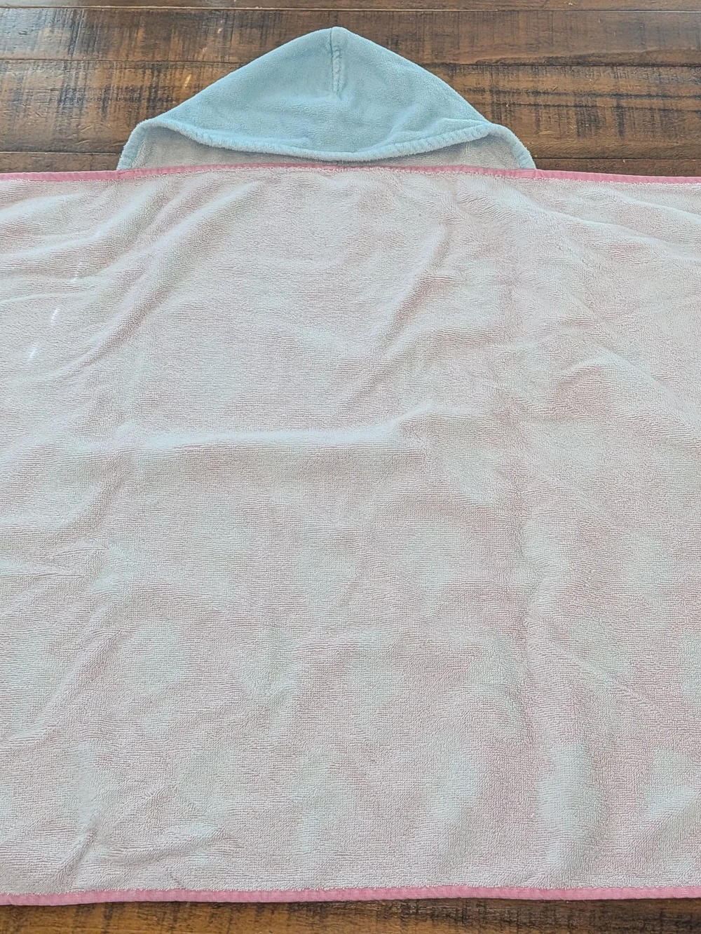Pottery Barn Kids Infant Pink Hooded Towel with Light Blue Seahorse Print, Hood